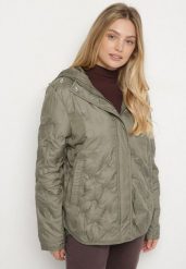 Jasnozielona Pikowana Kurtka Przejściowa z Kapturem Arivitte. Zielone kurtki Born2be, plus size, bez wzorów, z jeansu, eleganckie, z kapturem. Za 229.99 zł.