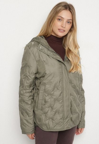 Jasnozielona Pikowana Kurtka Przejściowa z Kapturem Arivitte. Zielone kurtki Born2be, plus size, bez wzorów, z jeansu, eleganckie, z kapturem. Za 229.99 zł.