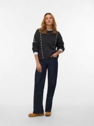 Vero Moda Sweter w kolorze antracytowym rozmiar: L. Czarne swetry Vero Moda, l, z aplikacjami, z wełny, bez ramiączek. Za 171.28 zł.