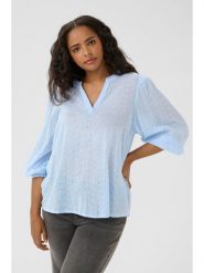KAFFE curve Bluzka w kolorze błękitnym rozmiar: 50. Niebieskie bluzki KAFFE curve, bez wzorów, z bawełny, bez kołnierzyka, bez ramiączek. Za 78.99 zł.