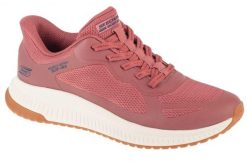 Buty sportowe Sneakersy damskie, Slip-Ins: Bobs Squad 4 - Staple Look. Czerwone buty treningowe Skechers, bez wzorów, z materiału, przed kostkę, bez zapięcia, trekkingowe. Za 309.99 zł.