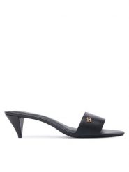 Tommy Hilfiger Klapki Th Mid Mule FW0FW09508 Czarny. Czarne klapki Tommy Hilfiger, bez wzorów, ze skóry, bez obcasa, bez zapięcia. Za 489.99 zł.