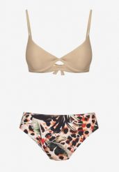 Ciemnobeżowe Bikini Strój Kąpielowy Dwuczęściowy z Ozdobnymi Figami Piavera. Brązowe bikini Born2be, z aplikacjami. Za 69.99 zł.
