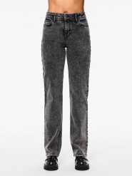 Pieces Dżinsy "Kelly" - Regular fit - w kolorze antracytowym rozmiar: W32/L30. Czarne jeansy Pieces, l, z aplikacjami, ze skóry, klasyczne, z podwyższonym stanem. Za 74.81 zł.