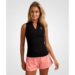 Damska koszulka do tenisa/padela/golfa Elegance czarna. Czarne t-shirty sportowe NORDICDOTS, bez wzorów, z elastanu, bez ramiączek, na fitness i siłownię. Za 235.00 zł.