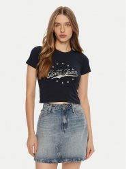 Guess T-Shirt W5RI59 J1314 Granatowy Regular Fit. Niebieskie t-shirty Guess, l, z aplikacjami, z bawełny, bez kołnierzyka, bez ramiączek. Za 89.99 zł.