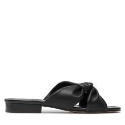 Klapki Dune London. Czarne klapki Dune London, bez wzorów, bez obcasa, bez zapięcia. Za 329.99 zł.