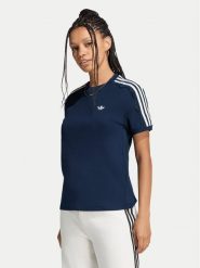 Adidas T-Shirt Lace 3 Stripes LG4264 Granatowy Regular Fit. Niebieskie t-shirty adidas, xs, bez wzorów, z bawełny, bez kołnierzyka, bez ramiączek. Za 179.99 zł.