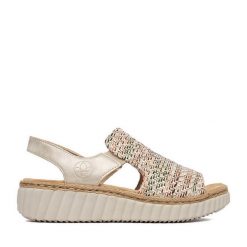 Sandały Rieker. Brązowe sandały Rieker, bez wzorów, bez obcasa, na płaskiej podeszwie, bez zapięcia. Za 299.99 zł.