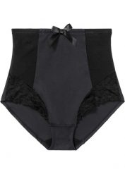 Figi panty shape, średni stopień modelowania sylwetki. Czarne bielizna modelująca bonprix, bez wzorów, z koronki. Za 72.99 zł.