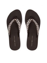 Tommy Hilfiger Japonki Mono Wedge Summer Sandal FW0FW09696 Brązowy. Brązowe japonki Tommy Hilfiger, bez wzorów, z materiału. Za 189.99 zł.