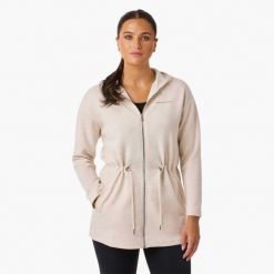 Bluza treningowa damska Swedemount Move Soft Hood Jacket szybkoschnąca. Brązowe bluzy SWEDEMOUNT, bez wzorów, z tkaniny, sportowe, bez ramiączek, bez kaptura. Za 199.99 zł.