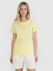 4F T-shirt regular z nadrukiem damski - żółty S. Żółte t-shirty sportowe 4f, s, bez wzorów, z bawełny, bez ramiączek. Za 49.99 zł.