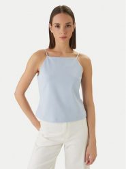 Calvin Klein Jeans Top Ponte LV044F206G Niebieski Slim Fit. Niebieskie topy Calvin Klein Jeans, xxs, bez wzorów, z jeansu, bez kołnierzyka, bez ramiączek. Za 249.99 zł.