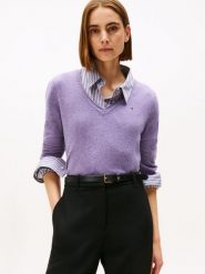 Tommy Hilfiger Sweter z dzianiny Kobiety Wełna lila, XS. Swetry Tommy Hilfiger, xs, bez wzorów, z dzianiny, eleganckie, bez ramiączek. Za 379.95 zł.