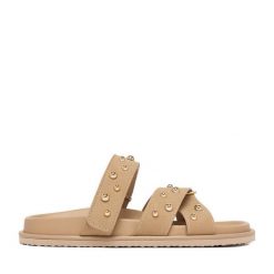 Klapki DeeZee. Brązowe klapki DeeZee, bez wzorów, bez obcasa, bez zapięcia. Za 129.99 zł.