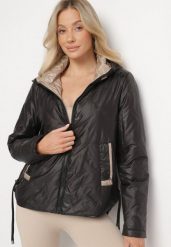 Czarna Kurtka Pikowana z Odpinanym Kapturem i Ściągaczami po Bokach Nusarianis. Czarne kurtki Born2be, l, bez wzorów, z jeansu, eleganckie. Za 139.99 zł.