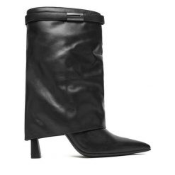 Botki Eva Minge. Czarne botki Eva Minge, bez wzorów, bez obcasa, na szpilce, bez zapięcia. Za 559.99 zł.