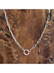 Eclat d'Argent Srebrny naszyjnik z elementem ozdobnym - dł. 45 cm rozmiar: onesize. Szare naszyjniki Eclat d'Argent, z materiału, srebrne. Za 420.68 zł.