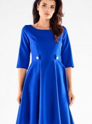 Sukienka Model A520 Blue - awama. Niebieskie sukienki Awama, l, bez wzorów, z elastanu, bez kołnierzyka, plus size, bez ramiączek, mini, rozkloszowane. Za 347.66 zł.