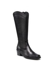 Lasocki Kozaki EVITA-02 Czarny. Czarne kozaki Lasocki, bez wzorów, ze skóry, bez obcasa, na słupku, bez zapięcia. Za 343.99 zł.