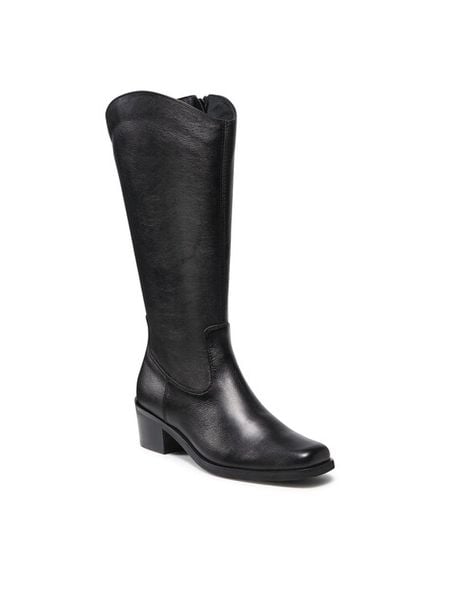 Lasocki Kozaki EVITA-02 Czarny. Czarne kozaki Lasocki, bez wzorów, ze skóry, bez obcasa, na słupku, bez zapięcia. Za 343.99 zł.