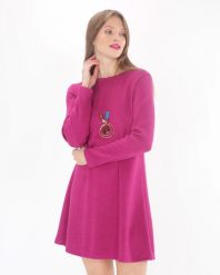 Różowa sukienka mini. Czerwone sukienki Unisono, s, bez wzorów, z dzianiny, bez kołnierzyka, bez ramiączek, mini. Za 149.00 zł.