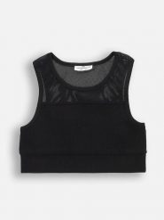 Coccodrillo Top w kolorze czarnym rozmiar: 164. Czarne topy Coccodrillo, bez wzorów, prążkowane, bez kołnierzyka, bez ramiączek. Za 39.99 zł.