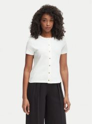 Tommy Hilfiger Bluzka WW0WW48709 Kremowy Slim Fit. Białe bluzki Tommy Hilfiger, xs, bez wzorów, z bawełny, bez kołnierzyka, bez ramiączek. Za 289.99 zł.