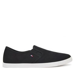 Tenisówki Tommy Hilfiger. Czarne trampki Tommy Hilfiger, bez wzorów, bez zapięcia. Za 199.99 zł.