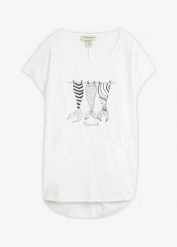 Lekki długi T-shirt z czystej bawełny organicznej. Białe t-shirty bonprix, bez wzorów, z bawełny, bez kołnierzyka, bez ramiączek. Za 19.99 zł.