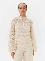TWINSET Bluzka 251TP2404 Beżowy Regular Fit. Brązowe bluzki Twinset, bez wzorów, z bawełny, bez kołnierzyka, bez ramiączek. Za 1,049.00 zł.