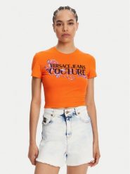 Versace Jeans Couture T-Shirt 78HAHC05 Pomarańczowy Slim Fit. Brązowe t-shirty Versace Jeans Couture, xl, bez wzorów, z bawełny, bez kołnierzyka, bez ramiączek. Za 489.99 zł.