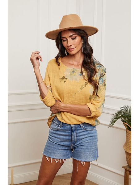 Fleur de Lin Bluzka "Johnson" w kolorze żółtym rozmiar: S. Żółte bluzki Fleur de Lin, s, bez wzorów, z bawełny, bez kołnierzyka, bez ramiączek. Za 69.91 zł.