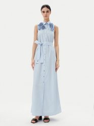 KARL LAGERFELD Sukienka letnia A2W13004 Błękitny Regular Fit. Niebieskie sukienki KARL LAGERFELD, bez wzorów, z bawełny, bez kołnierzyka, bez ramiączek. Za 1,009.00 zł.