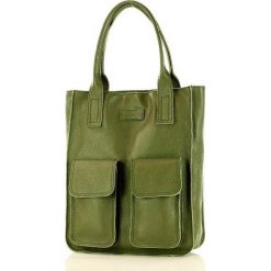 Shopper bag skórzany MARCO MAZZINI zielony militarny s131r. Zielone shopper bag bez wzorów, ze skóry, militarne, na ramię, duże, bez dodatków. Za 399.00 zł.