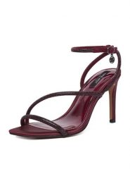 Nine West Sandały CEO-Y3113-1 Bordowy. Czerwone sandały Nine West, bez wzorów, z materiału, bez obcasa, na szpilce, bez zapięcia. Za 249.99 zł.