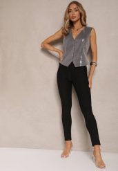 Czarne Spodnie Skinny High Waist z Gumką w Talii Ivelbia. Czarne jeansy Renee, bez wzorów, z jeansu, z podwyższonym stanem. W wyprzedaży za 39.99 zł.