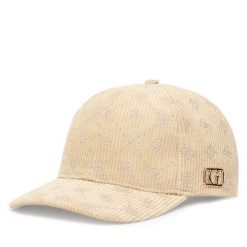 Czapka z daszkiem Guess. Brązowe czapki z daszkiem Guess, z aplikacjami. Za 159.99 zł.