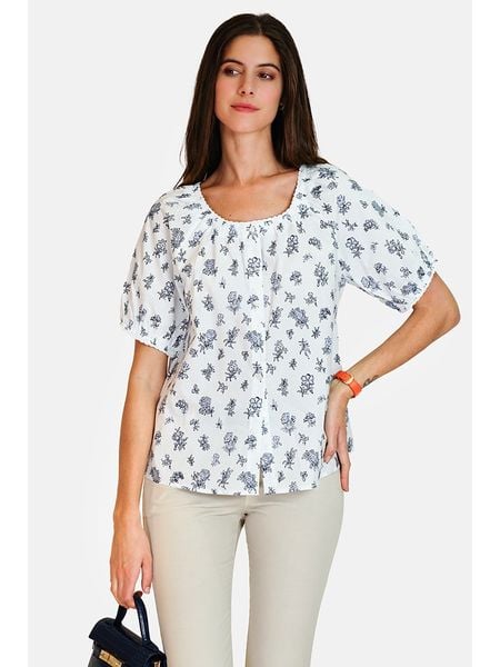 ASSUILI Bluzka w kolorze białym rozmiar: 42. Białe bluzki Assuili, bez wzorów, z bawełny, klasyczne, bez kołnierzyka, bez ramiączek. Za 109.26 zł.