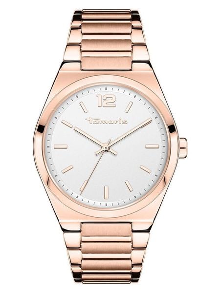 Tamaris Zegarek kwarcowy w kolorze różowozłoto-białym rozmiar: onesize. Białe, analogowe zegarki Tamaris, metalowe. Za 173.99 zł.