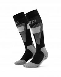 Damskie sportowe podkolanówki kompresyjne na zimę z wełną merino CEP. Czarne skarpetki CEP, bez wzorów, z elastanu. Za 199.00 zł.