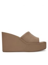 Calvin Klein Klapki Wedge 70 Sndl Canv Mg HW0HW03134 Beżowy. Brązowe klapki Calvin Klein, bez wzorów, z materiału, bez obcasa, bez zapięcia. Za 409.99 zł.