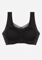 Czarny Biustonosz Sportowy z Siateczką i Usztywnionymi Miseczkami Zerirae. Czarne biustonosze sportowe Born2be, bez wzorów, z dresówki, na fitness i siłownię. Za 29.99 zł.