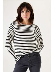 Garcia Sweter w kolorze biało-czarnym rozmiar: M. Białe swetry Garcia, m, bez wzorów, z bawełny, bez ramiączek. Za 172.45 zł.