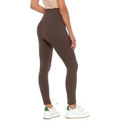 Brązowe Damskie Legginsy Moraj. Brązowe legginsy Moraj, bez wzorów, prążkowane, sportowe. Za 39.99 zł.