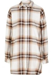 Koszula flanelowa z czystej bawełny. Brązowe koszule bonprix, bez wzorów, z bawełny, bez kołnierzyka, bez ramiączek. Za 114.99 zł.
