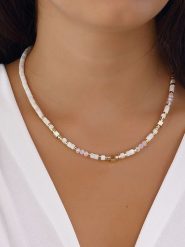 Luja Bijoux Pozłacany naszyjnik z kamieniami ozdobnymi - 42 cm rozmiar: onesize. Żółte naszyjniki Luja Bijoux, z materiału, metalowe. Za 114.17 zł.