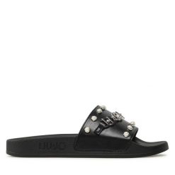 Klapki Liu Jo. Czarne klapki Liu Jo, bez wzorów, bez obcasa, bez zapięcia. Za 259.99 zł.