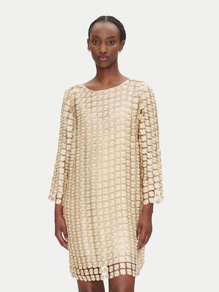 Bruuns Bazaar Sukienka koktajlowa Yva BBW4530 Złoty Regular Fit. Żółte sukienki Bruuns Bazaar, bez wzorów, z syntetyku, wizytowe, bez kołnierzyka, bez ramiączek. Za 489.99 zł.